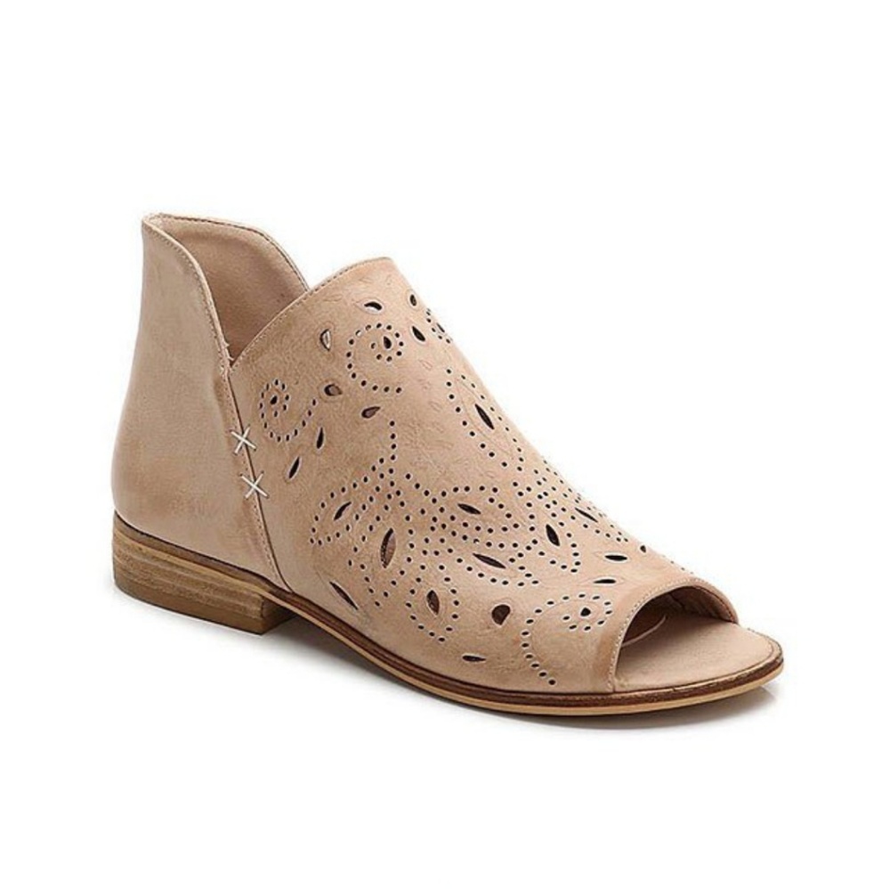 Blush Perforated Slip-On Ankle Booties